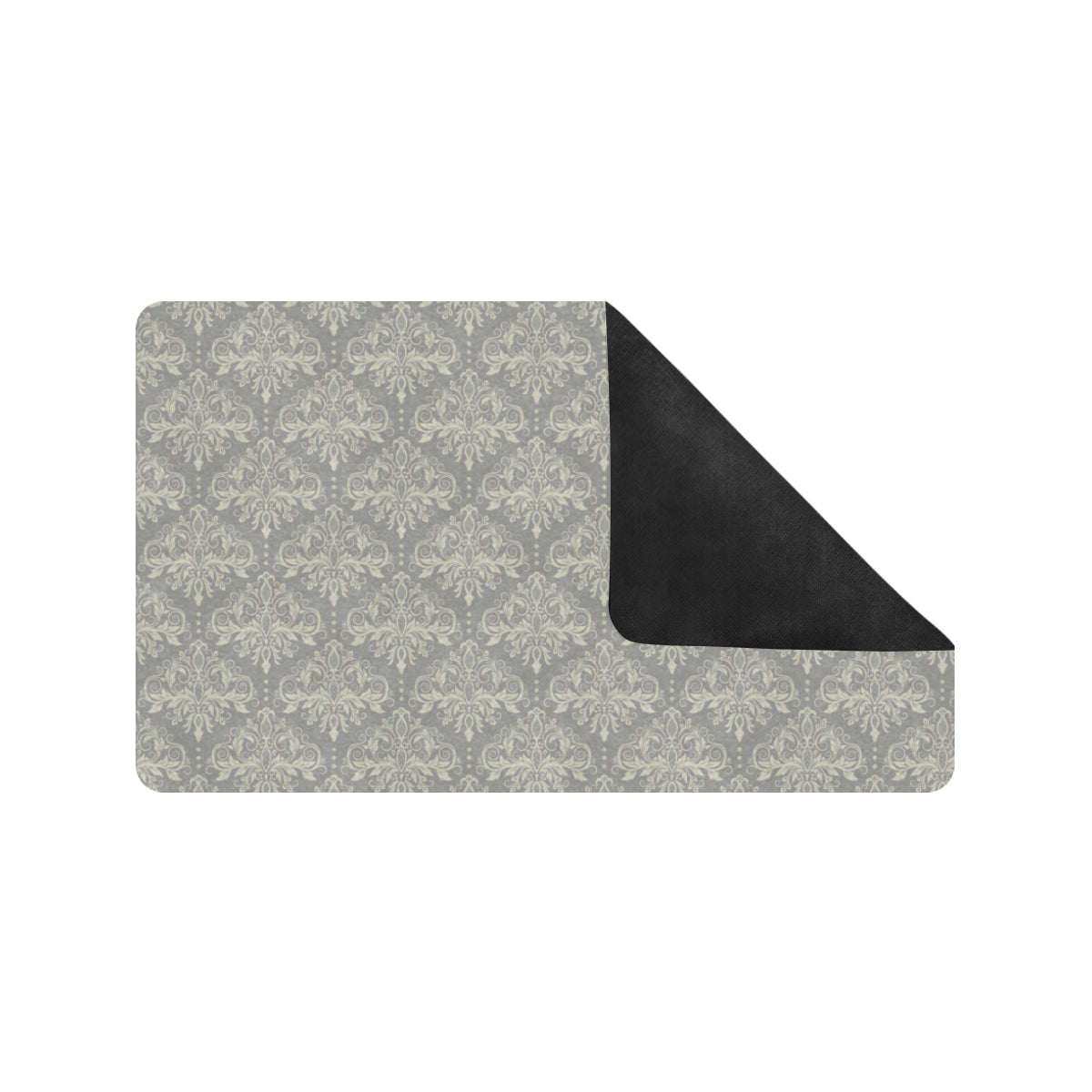 Damask Grey Elegant Print Pattern Rubber Doormat