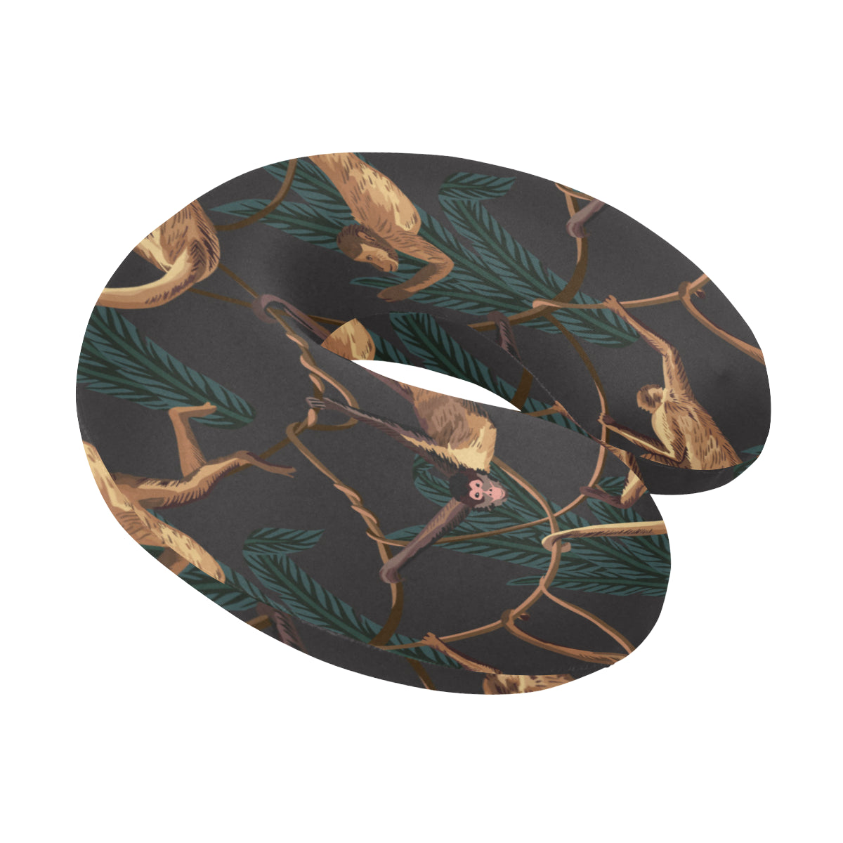 Monkey Pattern Print Design 02 U-Shaped Travel Neck Pillow