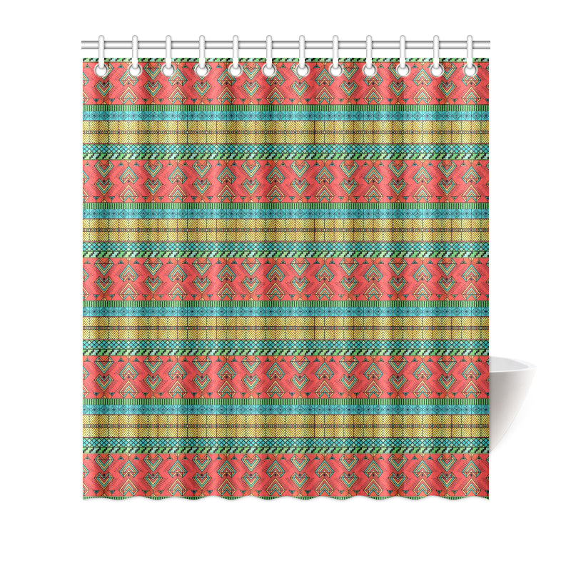 African Colorful Zigzag Print Pattern Shower Curtain