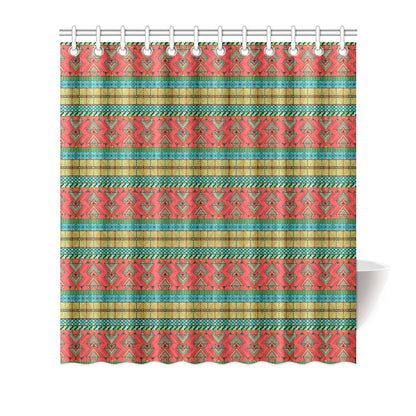 African Colorful Zigzag Print Pattern Shower Curtain
