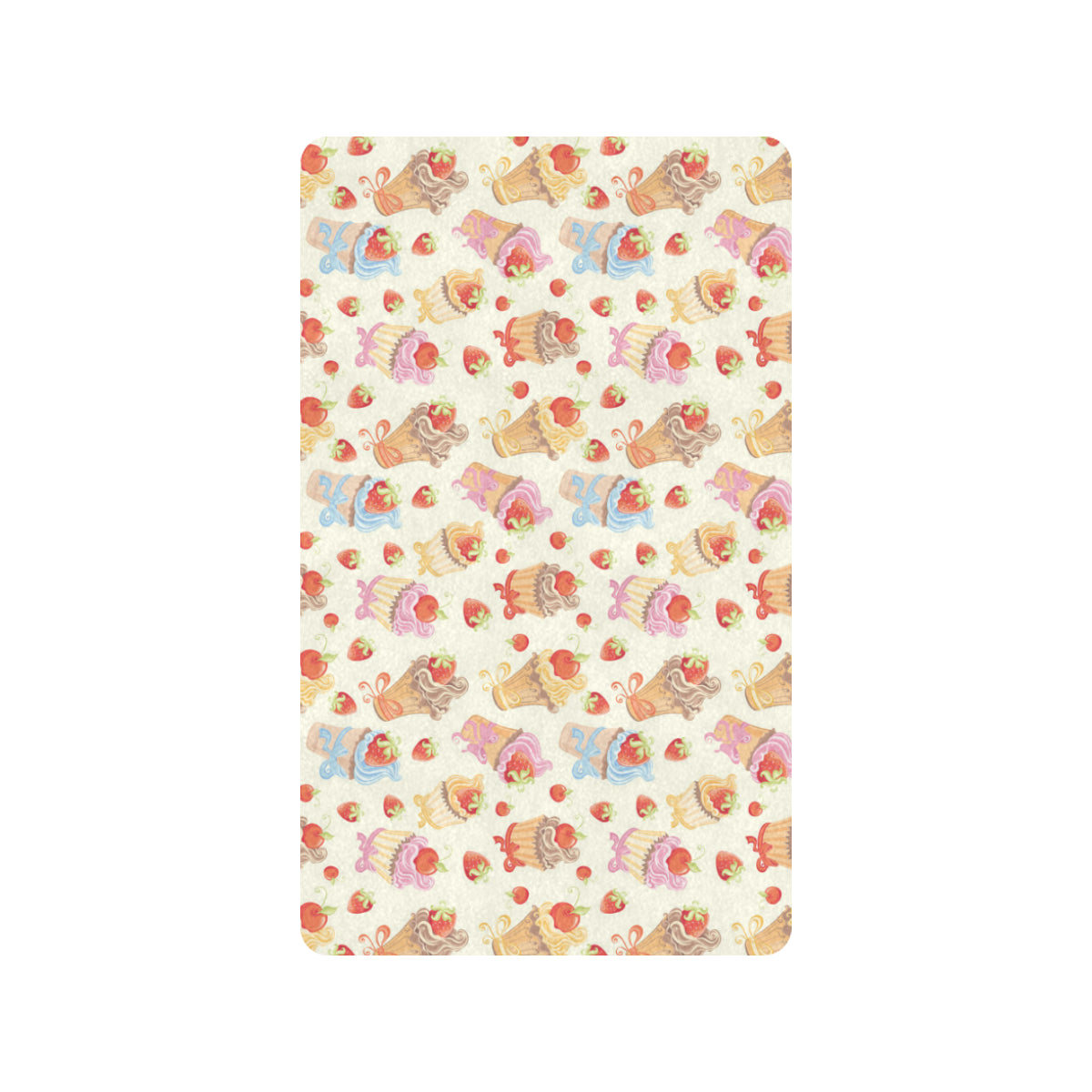 Cupcakes Strawberry Cherry Print Rubber Doormat