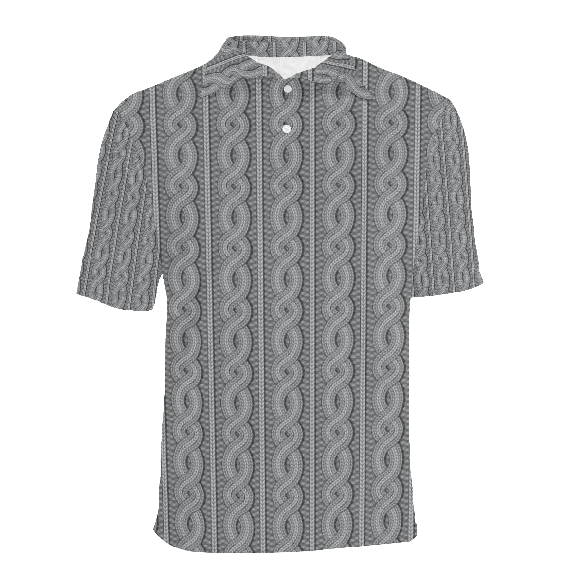 Cable Knit Pattern Print Design 01 Men Polo Shirt