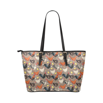 Chicken Evolution Pattern Leather Tote Bag