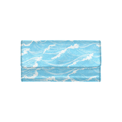 Ocean Wave Pattern Print Design A01 Women's Trifold Wallet