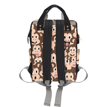 Emoji Monkey Print Pattern Diaper Bag Backpack