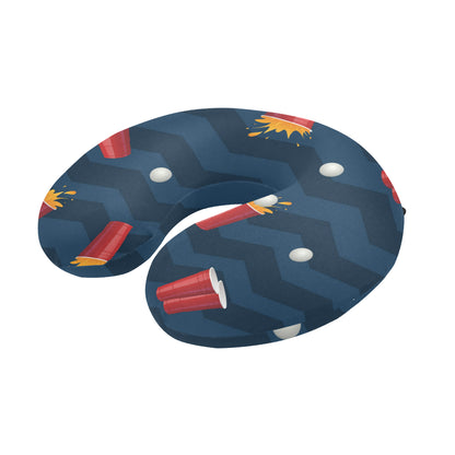 Beer Pong Pattern Print Design 01 U-Shaped Travel Neck Pillow
