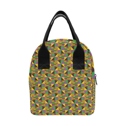 Kente Triangle Design African Print Insulated Lunch Bag