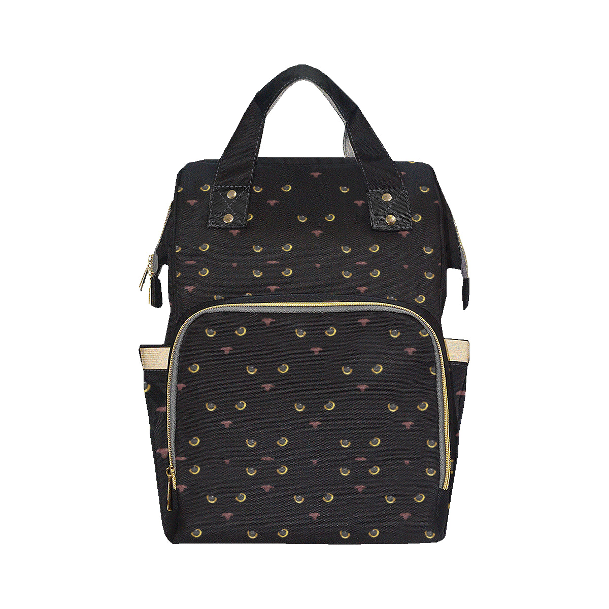 Black Cat Face Print Pattern Diaper Bag Backpack