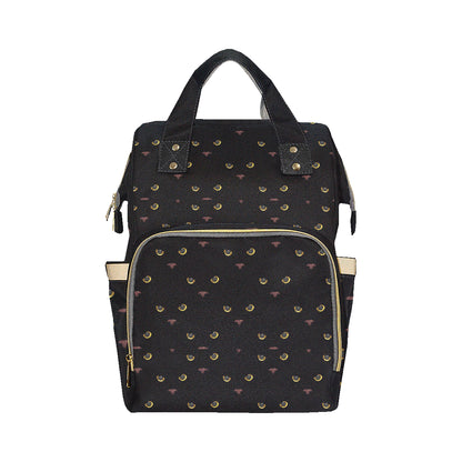 Black Cat Face Print Pattern Diaper Bag Backpack