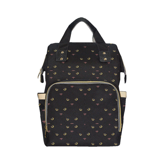 Black Cat Face Print Pattern Diaper Bag Backpack
