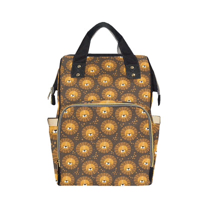 Lion Cartoon Pattern Print Design 01 Diaper Bag Backpack