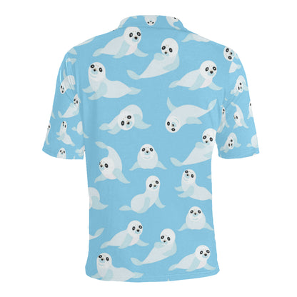 Sea Lion Cute Pattern Print Design 03 Men Polo Shirt