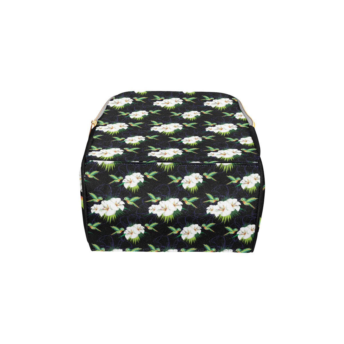 Hummingbird with Flower Pattern Print Design 03 Diaper Bag Backpack