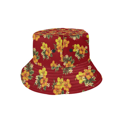 Orange Hibiscus Pattern Print Design HB026 Unisex Bucket Hat