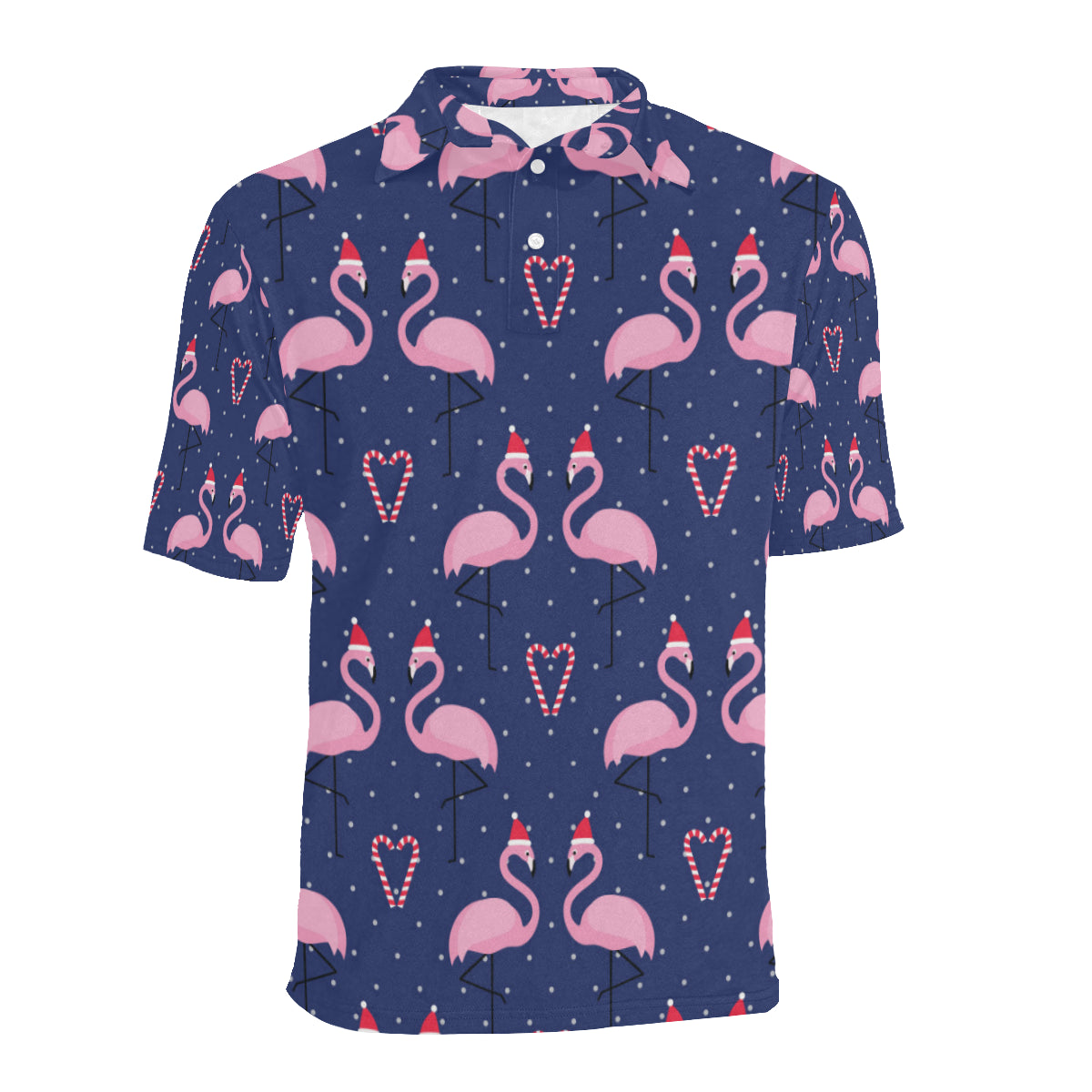 Flamingo Christmas Men Polo Shirt
