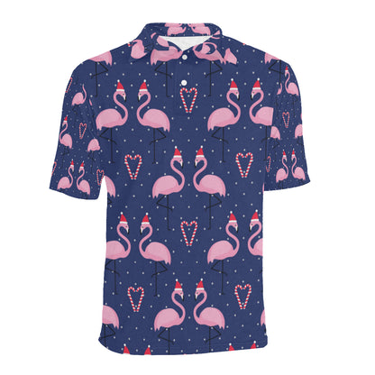 Flamingo Christmas Men Polo Shirt