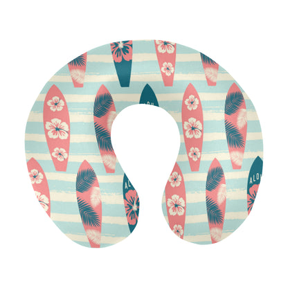 Aloha Hawaii Surfboard Pattern Print Design 02 U-Shaped Travel Neck Pillow