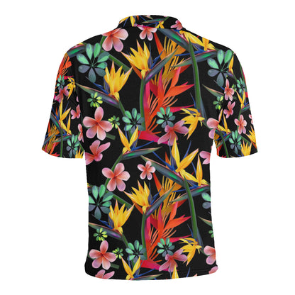 Tropical Flower Pattern Print Design TF015 Men Polo Shirt