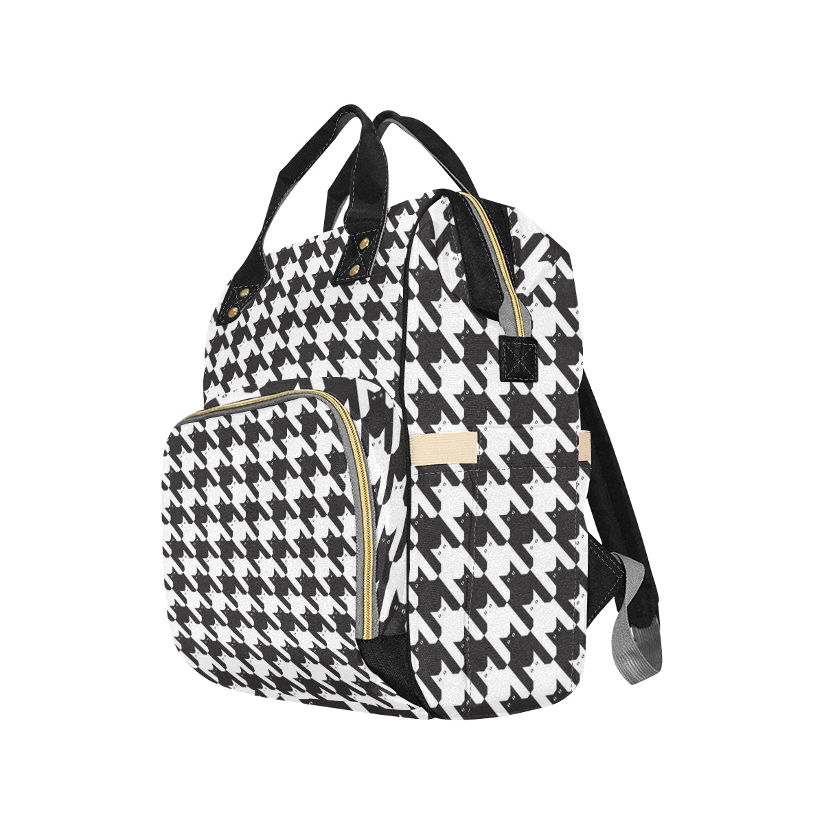 Cat HoundstoothPattern Print Design 01 Diaper Bag Backpack