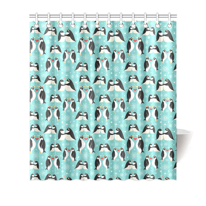 Penguin Love Print Shower Curtain