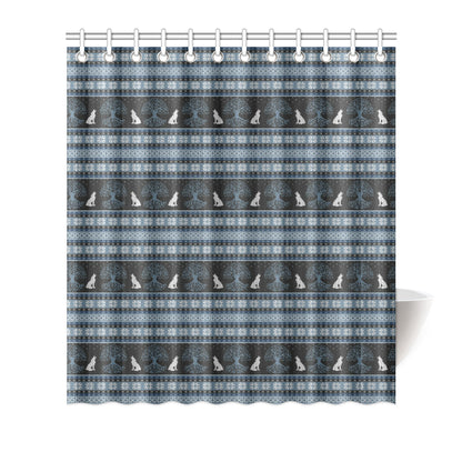 Wolf Tree of Life Knit Design Print Shower Curtain