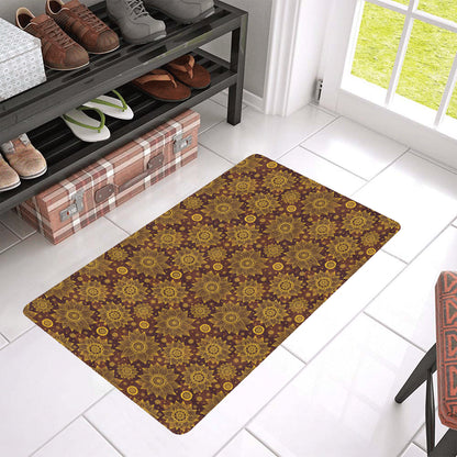 Gold Sunflower Hand Drawn Print Rubber Doormat