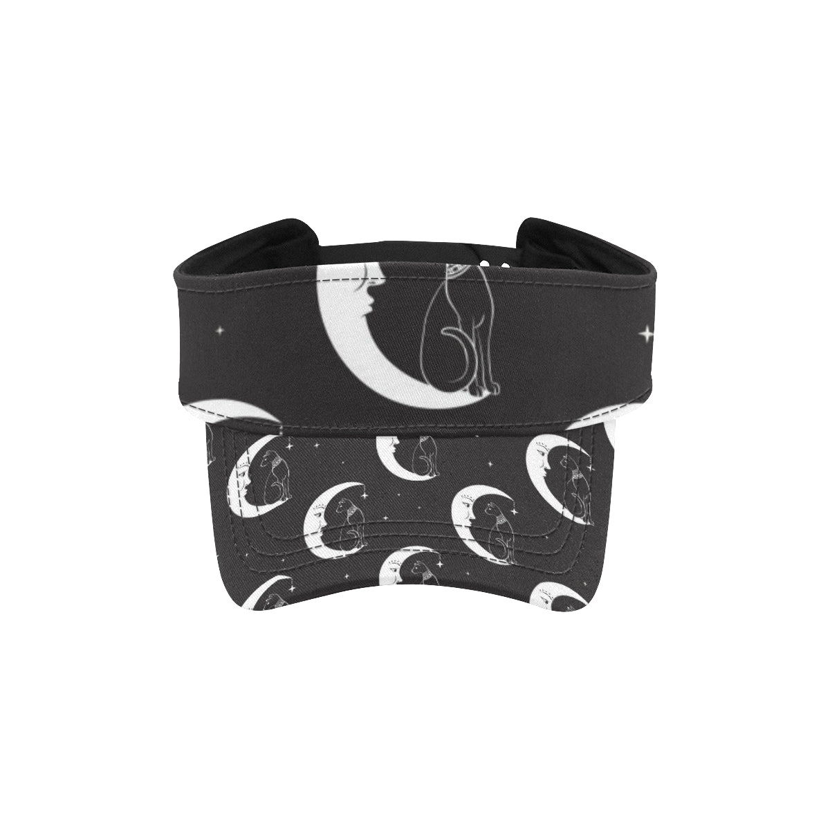 Moon with Cat Pattern Print Design 04 Unisex Sun Visor