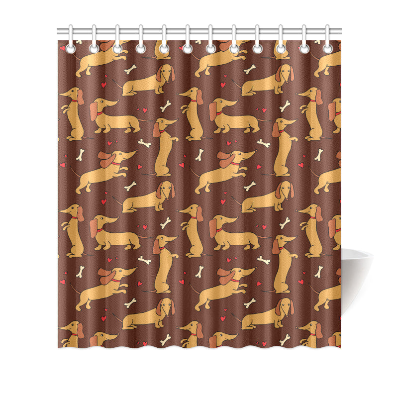 Dachshund Happy Print Pattern Shower Curtain
