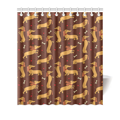 Dachshund Happy Print Pattern Shower Curtain