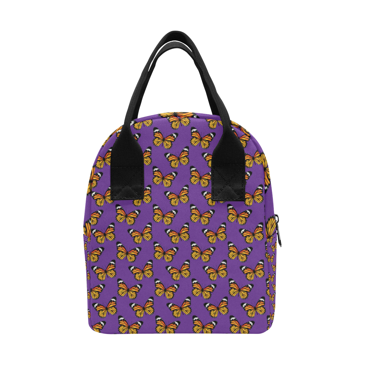 Monarch Butterfly Purple Print Pattern Insulated Lunch Bag