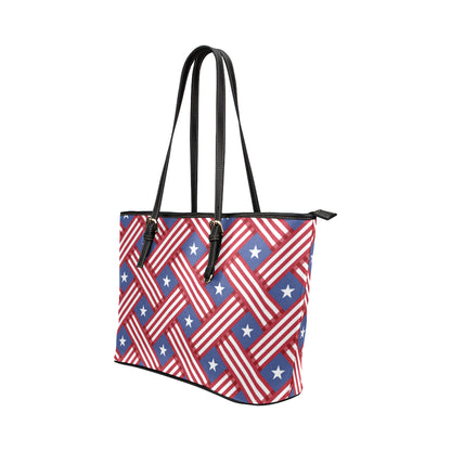 American flag Pattern Leather Tote Bag