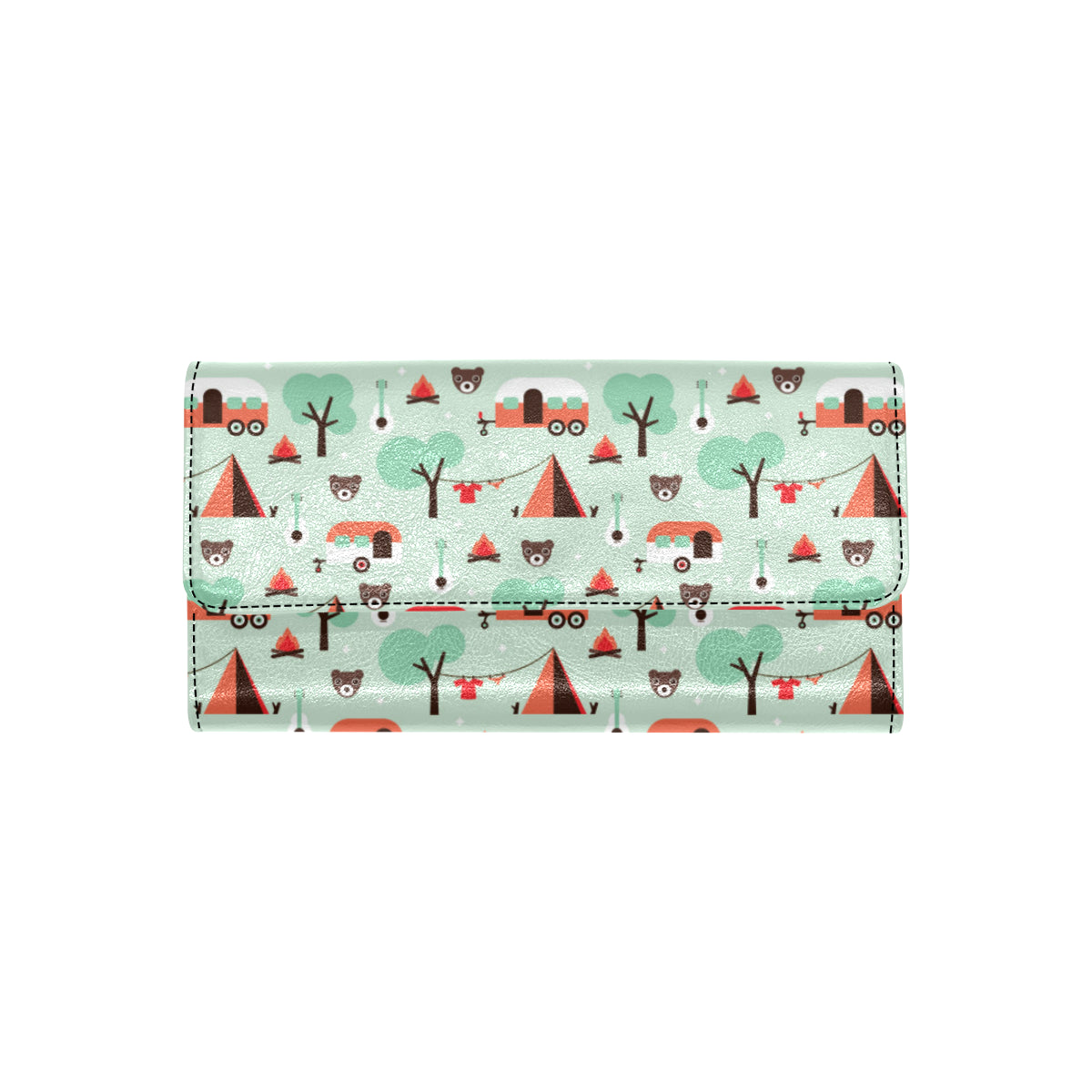 Camper Tent Pattern Print Design 01 Women's Trifold Wallet