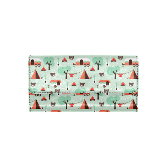Camper Tent Pattern Print Design 01 Women's Trifold Wallet