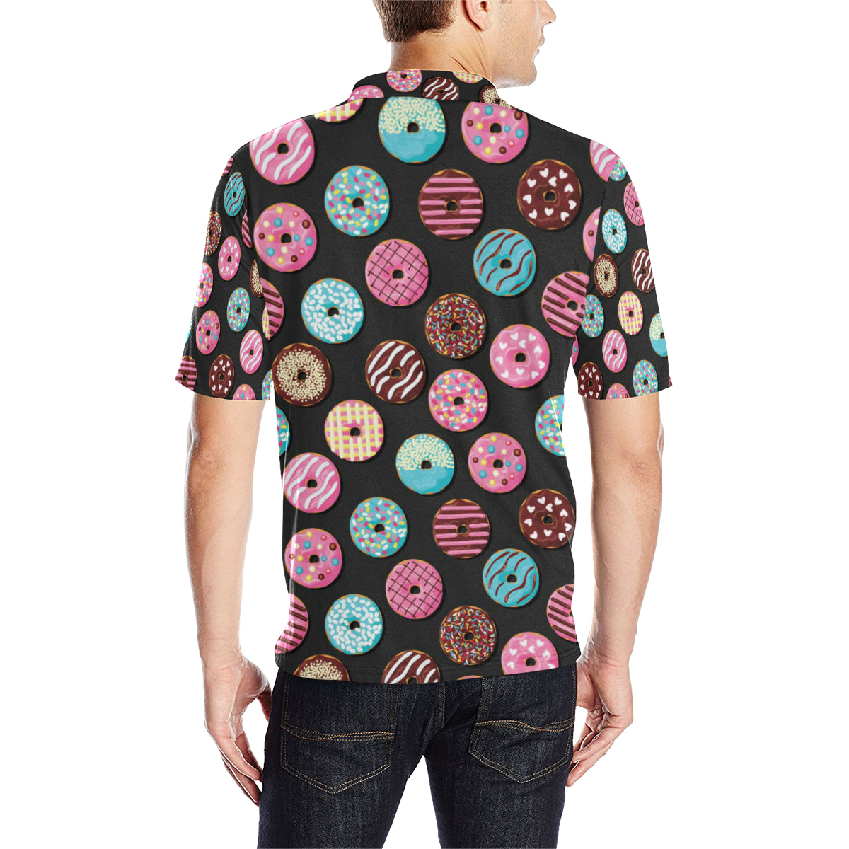 Donut Pattern Print Design DN02 Men Polo Shirt