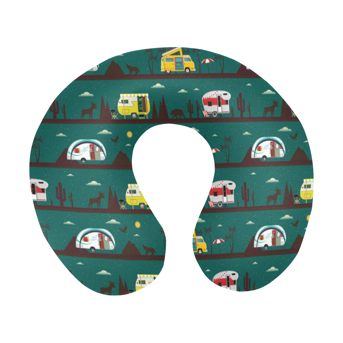 Camper Pattern Print Design 05 U-Shaped Travel Neck Pillow