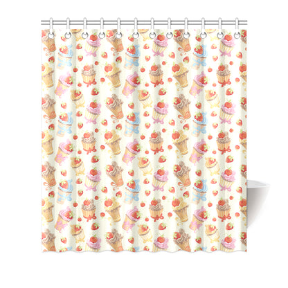 Cupcakes Strawberry Cherry Print Shower Curtain