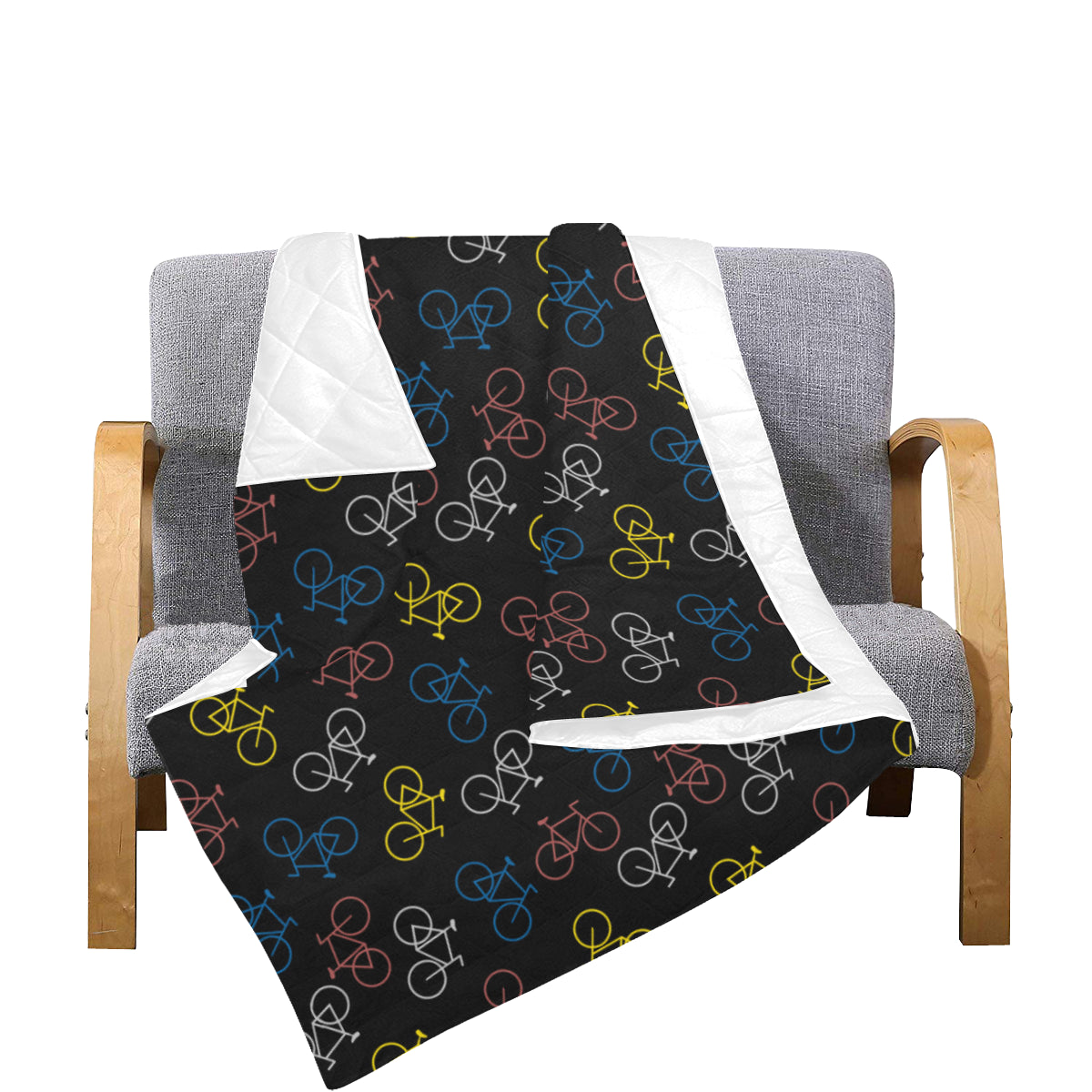 Bicycle Pattern Print Design 03 Premium Quilt