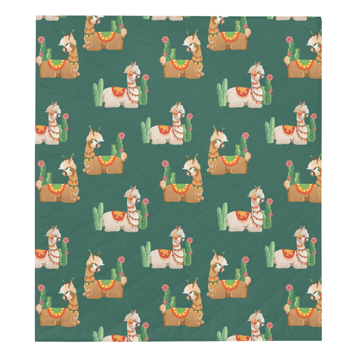 Llama Cactus Pattern Print Design 07 Premium Quilt