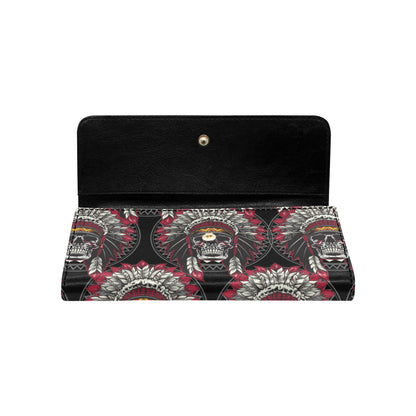 Native Indian Skull Women's Trifold Wallet