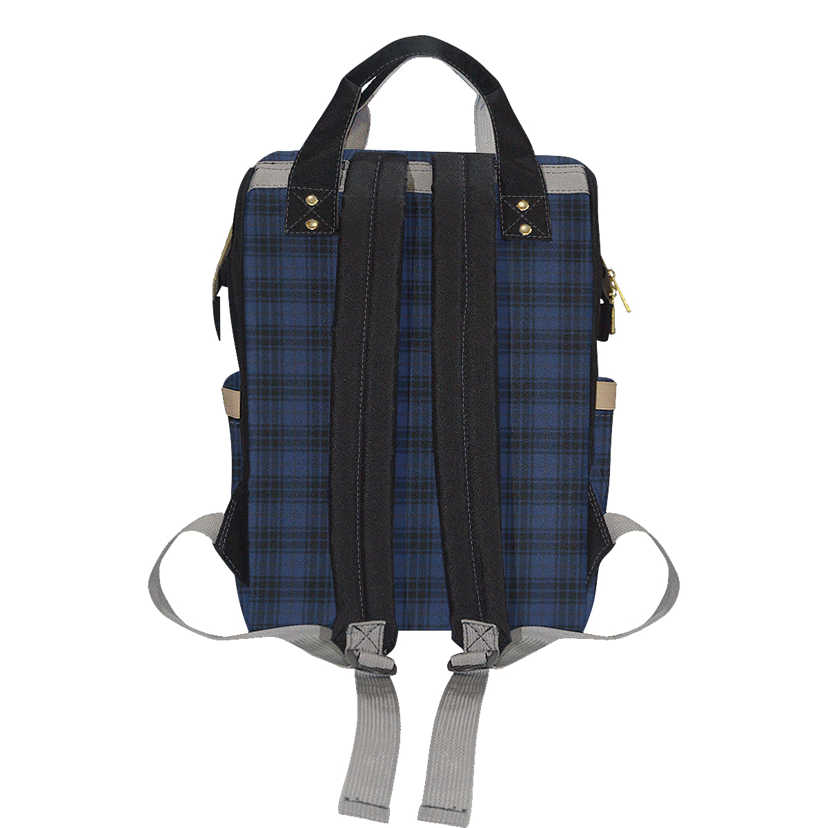 Navy Blue Tartan Plaid Pattern Diaper Bag Backpack