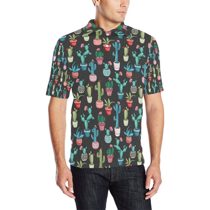 Cactus Pattern Print Design 02 Men Polo Shirt