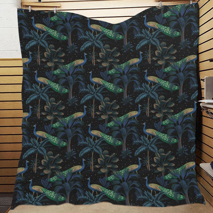 Rainforest Peacock Pattern Print Design A04 Premium Quilt