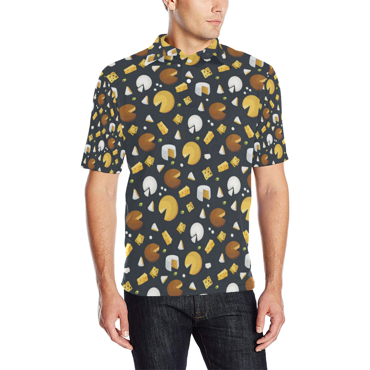 Cheese Pattern Print Design 03 Men Polo Shirt