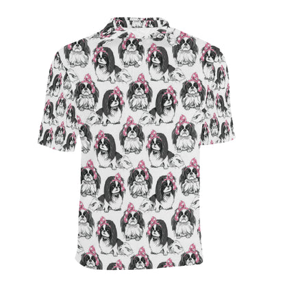 Japanese Chin Pattern Print Design 01 Men Polo Shirt