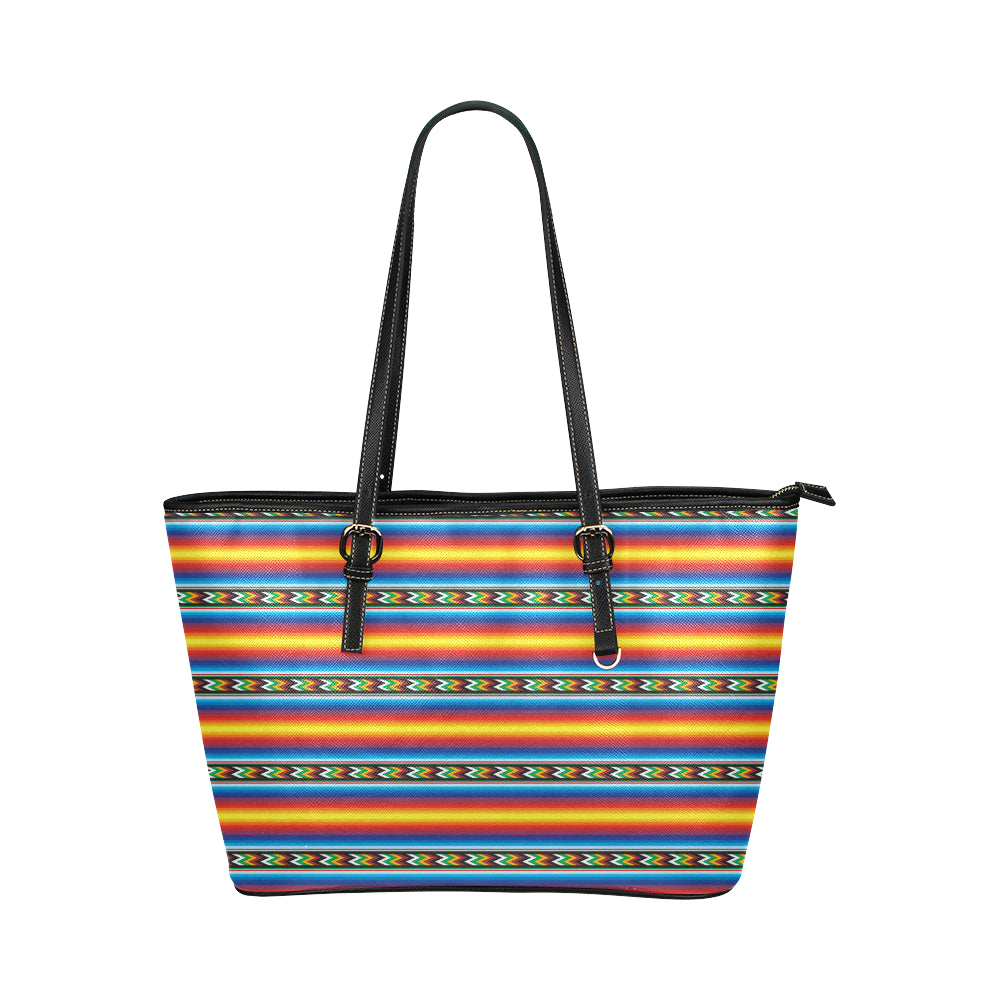 Mexican Blanket ZigZag Print Pattern Leather Tote Bag