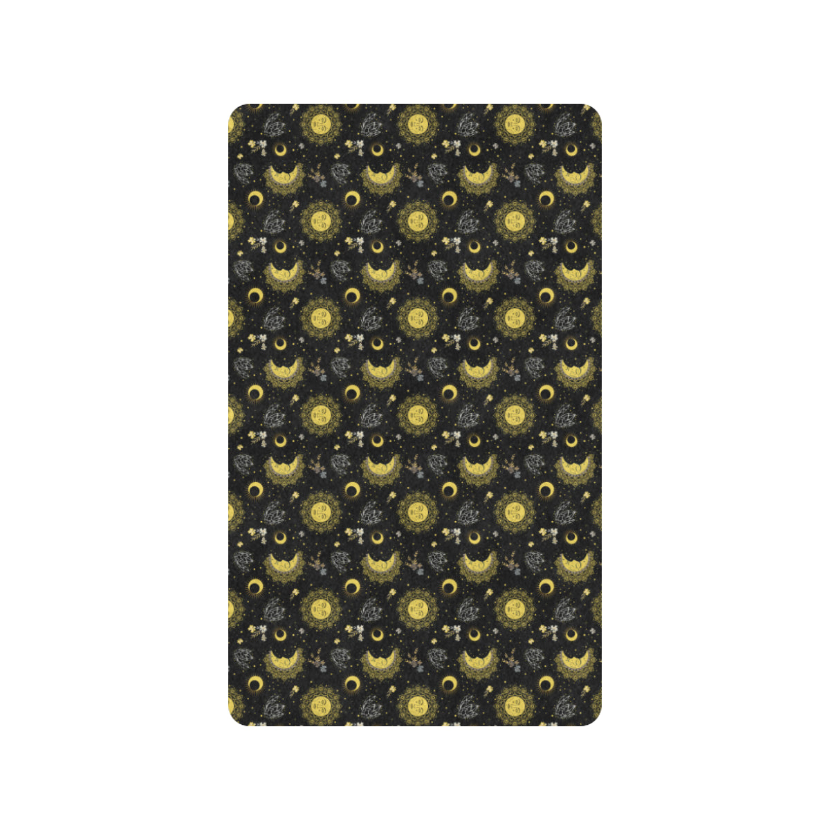 Sun Moon Golden Design Themed Print Rubber Doormat