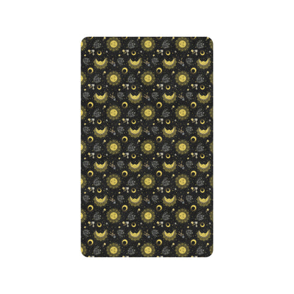 Sun Moon Golden Design Themed Print Rubber Doormat