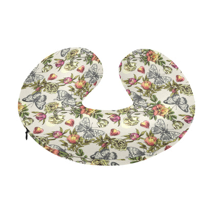 Butterfly Flower Pattern Print Design 06 U-Shaped Travel Neck Pillow