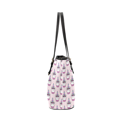 Cupcakes Unicorn Print Pattern Leather Tote Bag
