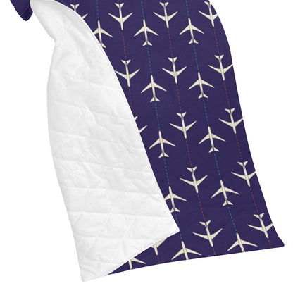 Airplane Pattern Print Design 03 Premium Quilt
